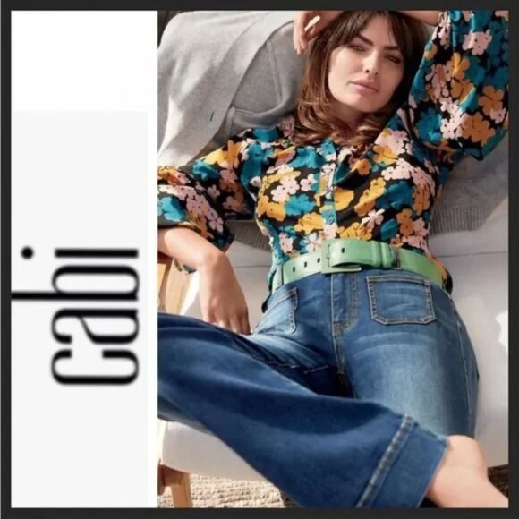 CAbi Favorite Blouse Floral Poet Balloon Sleeves 4158 Small - Picture 2 of 6